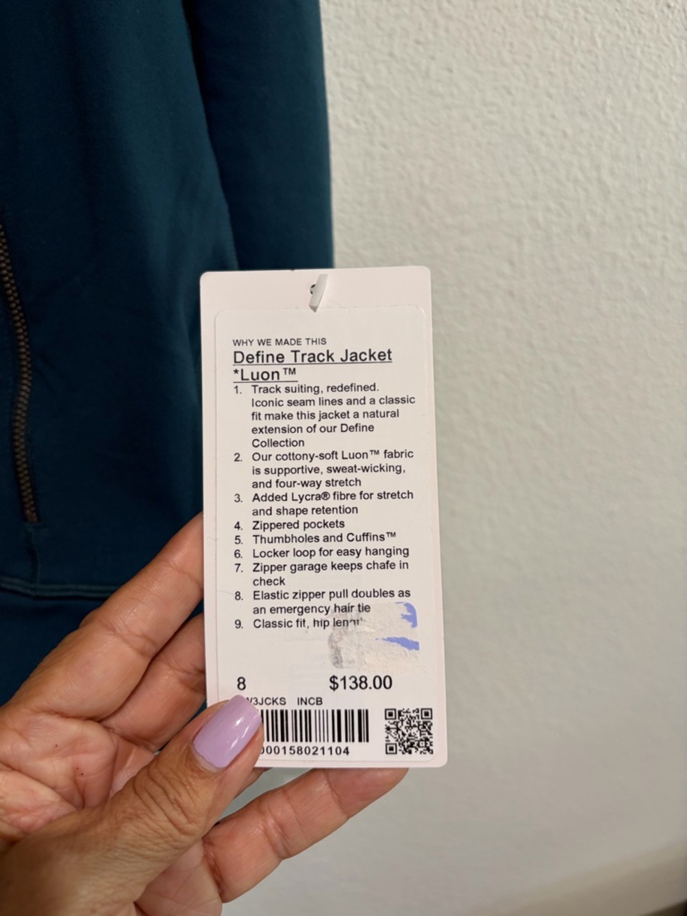 Lululemon Define Track Jacket Luon Indochine Blue SZ 8 - Picture 4 of 6